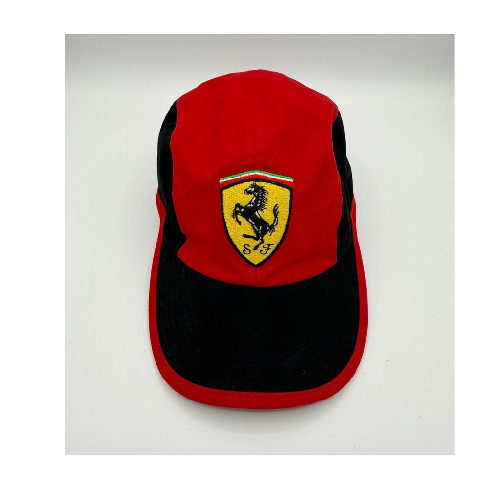 Ferrari Hat Mens OSFM Red Black Excellent Scuderia F1 Racing 5-Panel Strapback